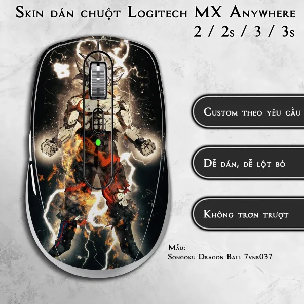 Skin dán chuột Logitech MX Anywhere mẫu Songoku Dragon Ball 7vnr037