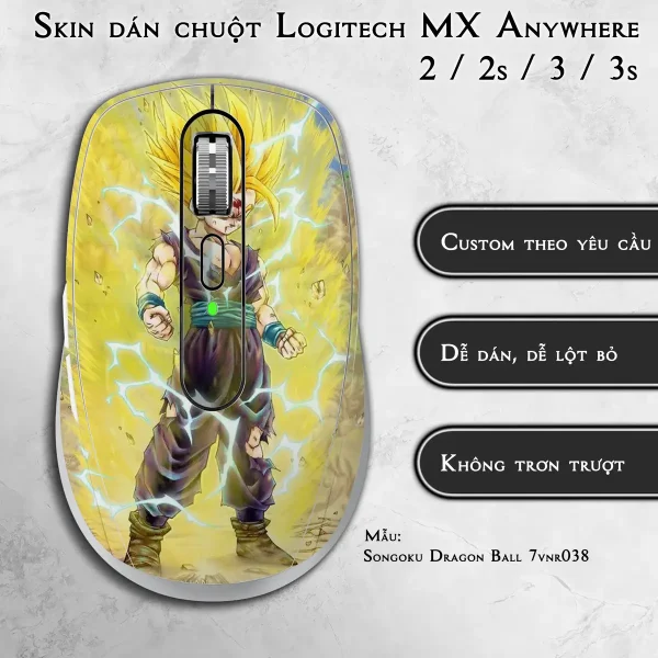 Skin dán chuột Logitech MX Anywhere mẫu Songoku Dragon Ball 7vnr038