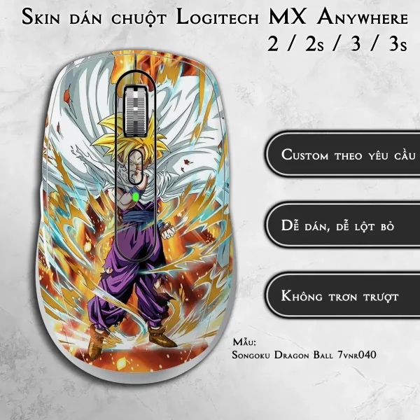 Skin dán chuột Logitech MX Anywhere mẫu Songoku Dragon Ball 7vnr040