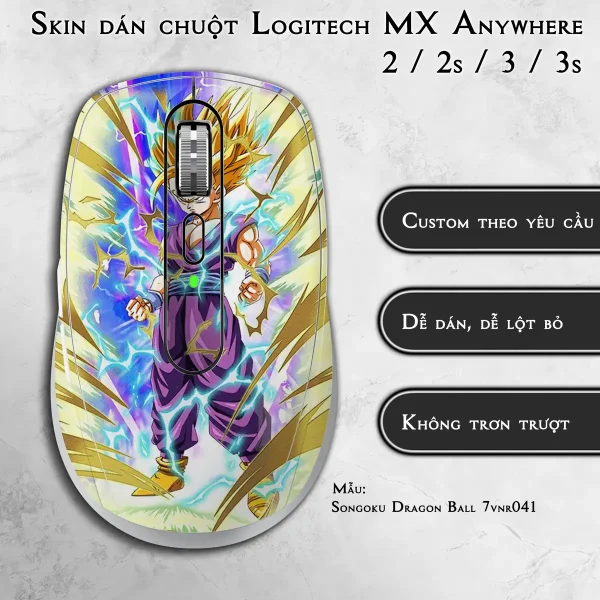 Skin dán chuột Logitech MX Anywhere mẫu Songoku Dragon Ball 7vnr041