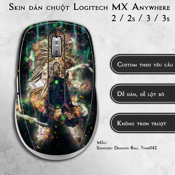 Skin dán chuột Logitech MX Anywhere mẫu Songoku Dragon Ball 7vnr042