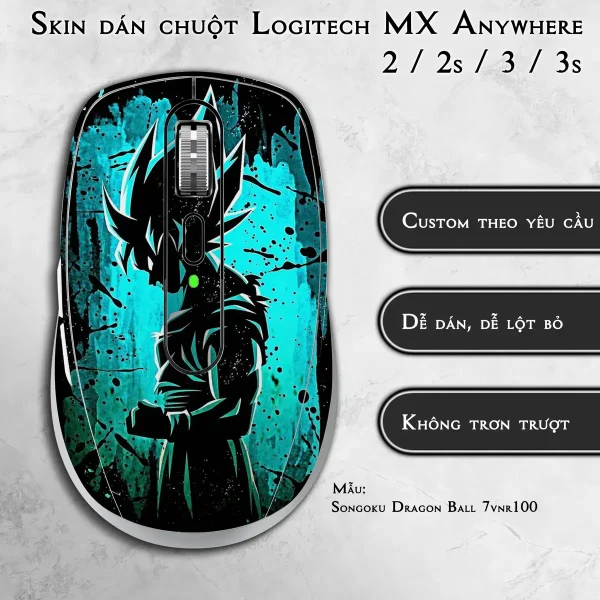 Skin dán chuột Logitech MX Anywhere mẫu Songoku Dragon Ball 7vnr100