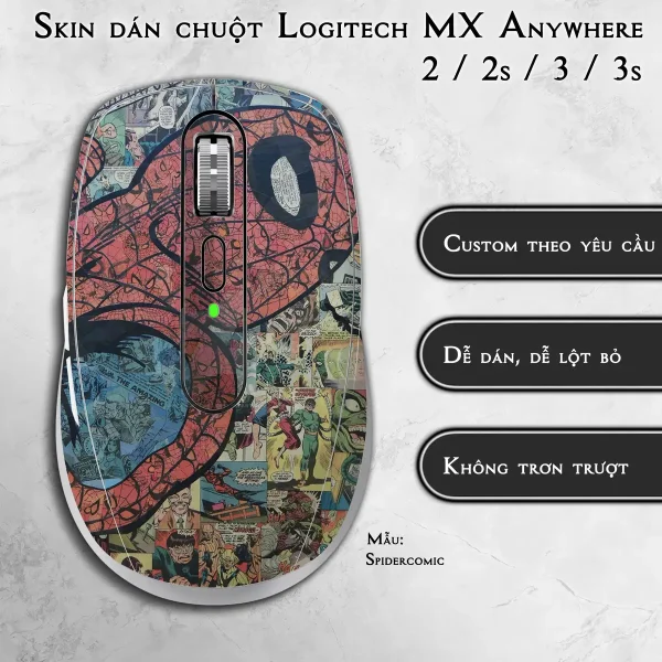 Skin dán chuột Logitech MX Anywhere mẫu Spidercomic