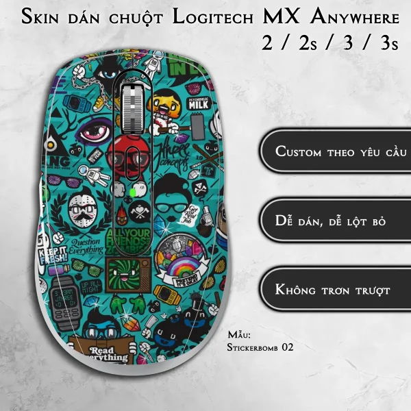 Skin dán chuột Logitech MX Anywhere mẫu Stickerbomb 02