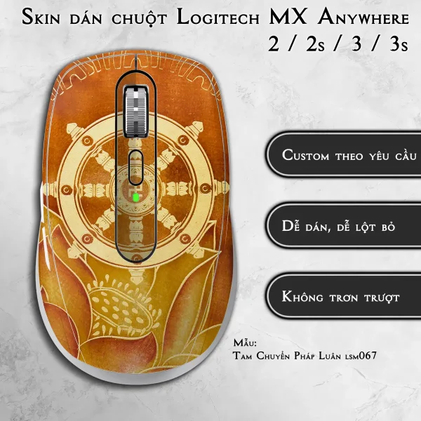 Skin dán chuột Logitech MX Anywhere mẫu Tam Chuyển Pháp Luân lsm067