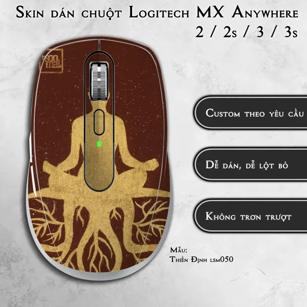 Skin dán chuột Logitech MX Anywhere mẫu Thiền Định lsm050