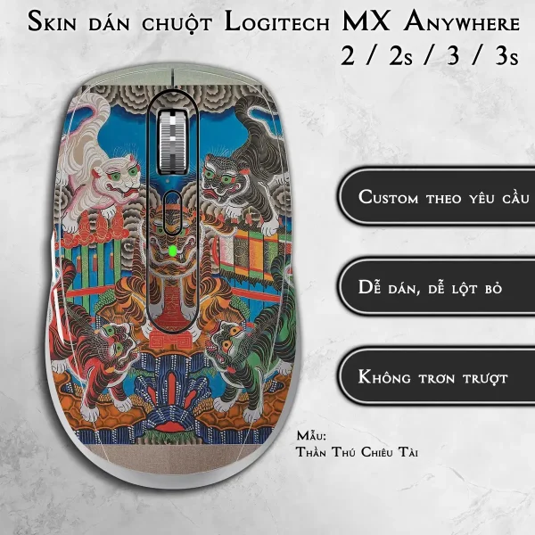 Skin dán chuột Logitech MX Anywhere mẫu Thần Thú Chiêu Tài