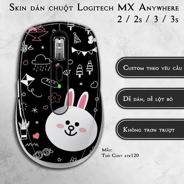 Skin dán chuột Logitech MX Anywhere mẫu Thỏ Cony atk120