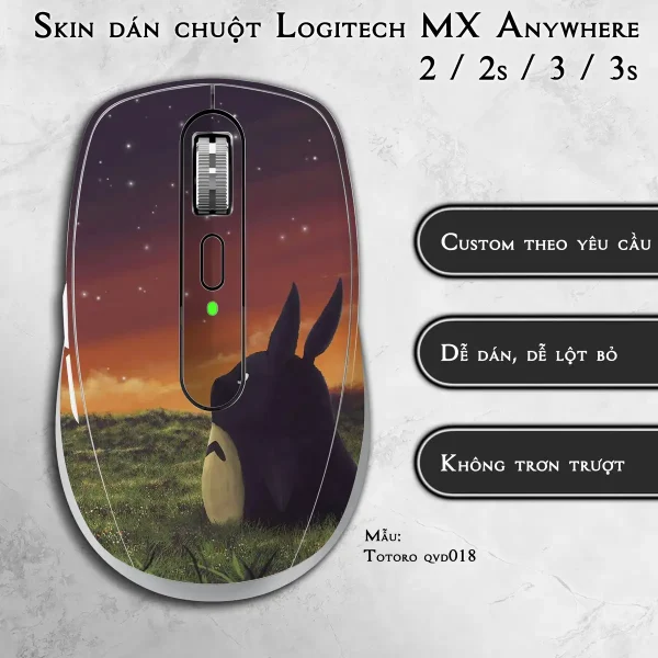 Skin dán chuột Logitech MX Anywhere mẫu Totoro qvd018