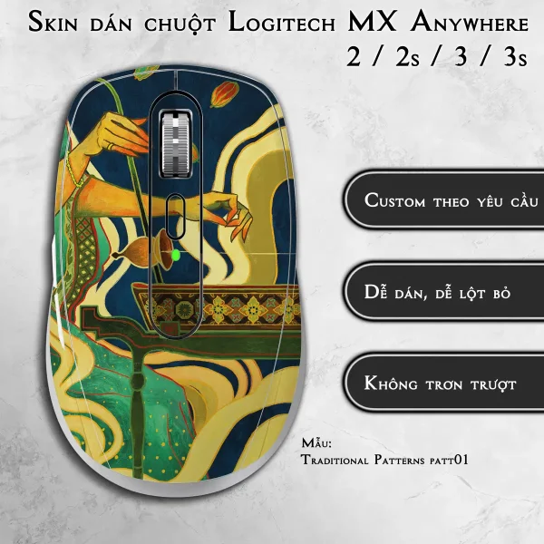 Skin dán chuột Logitech MX Anywhere mẫu Traditional Patterns patt01