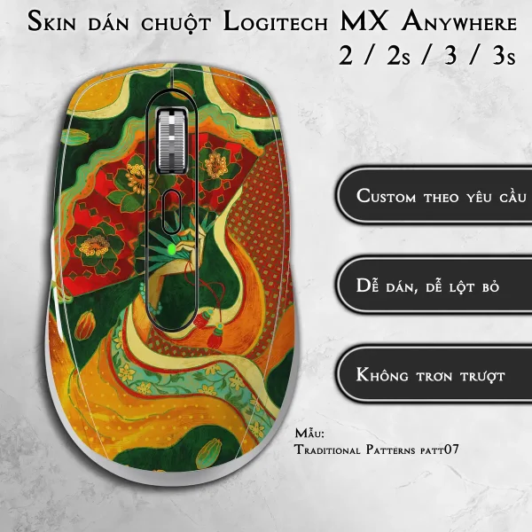Skin dán chuột Logitech MX Anywhere mẫu Traditional Patterns patt07