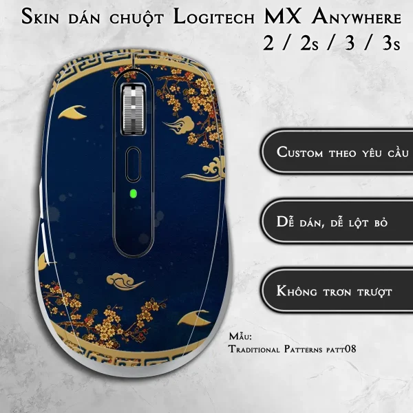 Skin dán chuột Logitech MX Anywhere mẫu Traditional Patterns patt08