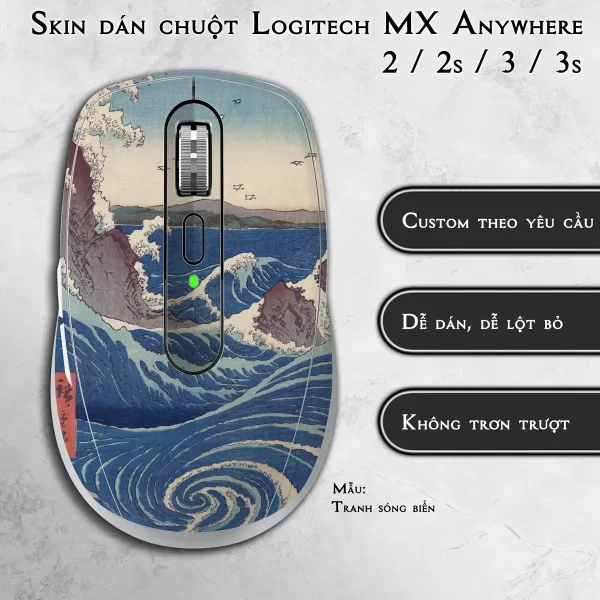 Skin dán chuột Logitech MX Anywhere mẫu Tranh sóng biển