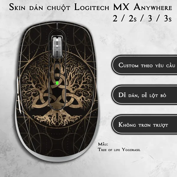 Skin dán chuột Logitech MX Anywhere mẫu Tree of life Yggdrasil
