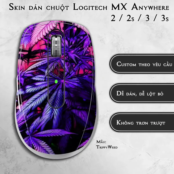Skin dán chuột Logitech MX Anywhere mẫu TrippyWeed