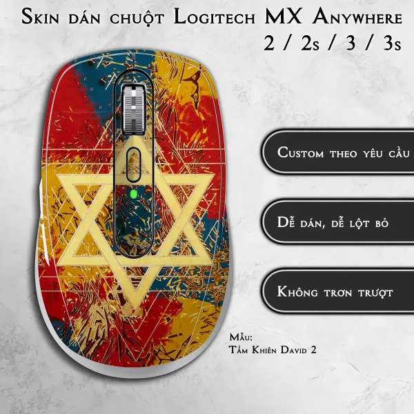 Skin dán chuột Logitech MX Anywhere mẫu Tấm Khiên David 2
