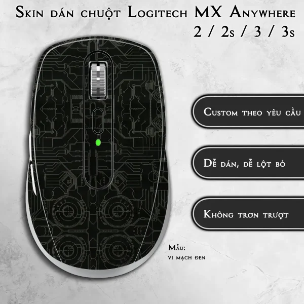 Skin dán chuột Logitech MX Anywhere mẫu vi mạch đen