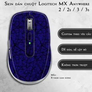 Skin dán chuột Logitech MX Anywhere mẫu X-cross xanh dương