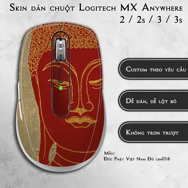 Skin dán chuột Logitech MX Anywhere mẫu Đức Phật Việt Nam Đỏ lsm016