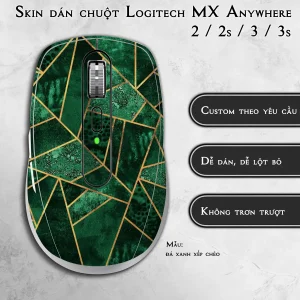 Skin dán chuột Logitech MX Anywhere mẫu đá xanh xếp chéo