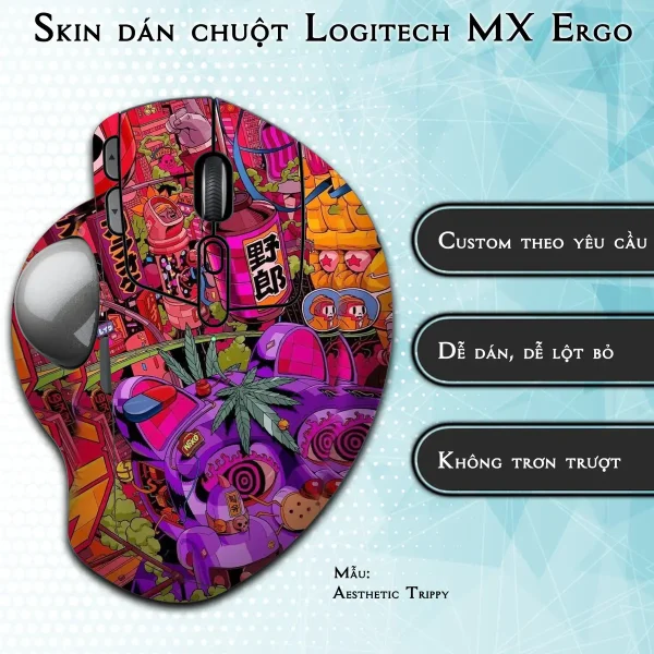 Skin dán chuột Logitech MX Ergo mẫu Aesthetic Trippy