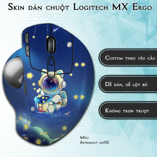Skin dán chuột Logitech MX Ergo mẫu Astronaut ast02