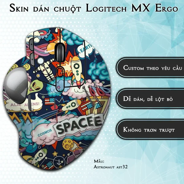 Skin dán chuột Logitech MX Ergo mẫu Astronaut ast32