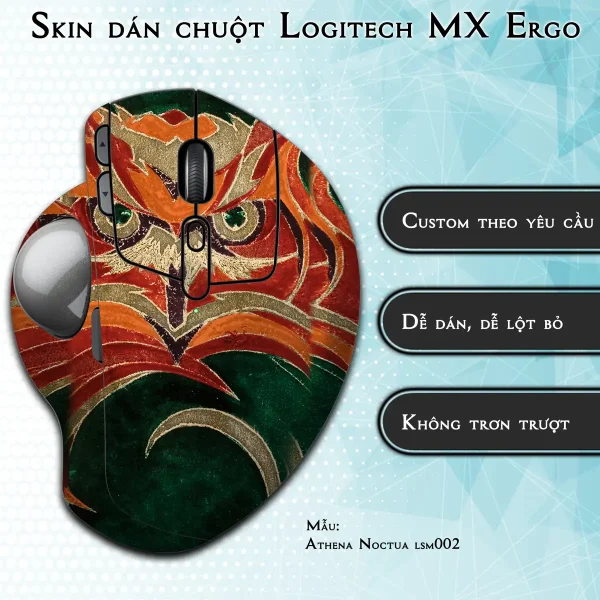 Skin dán chuột Logitech MX Ergo mẫu Athena Noctua lsm002