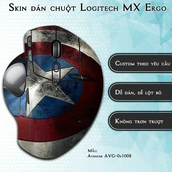 Skin dán chuột Logitech MX Ergo mẫu Avenger avg1008