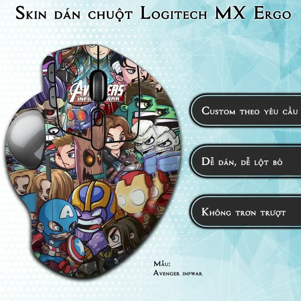 Skin dán chuột Logitech MX Ergo mẫu Avenger infwar