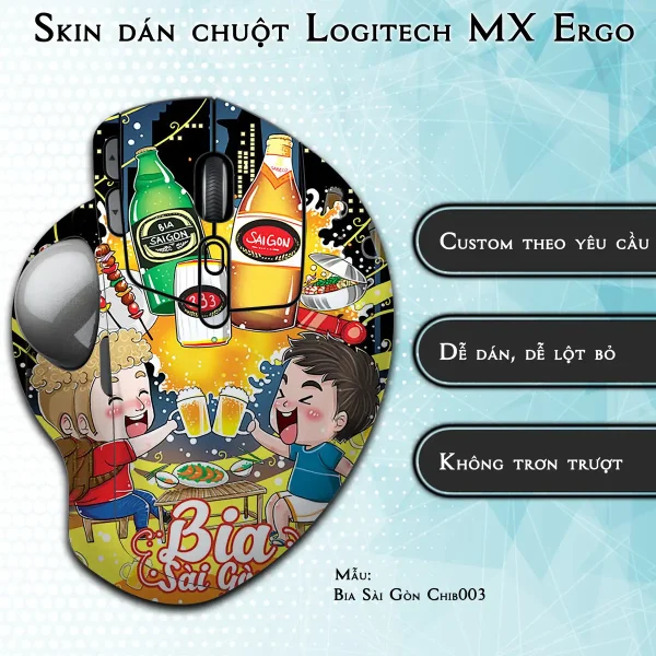 Skin dán chuột Logitech MX Ergo mẫu Bia Sài Gòn Chib003