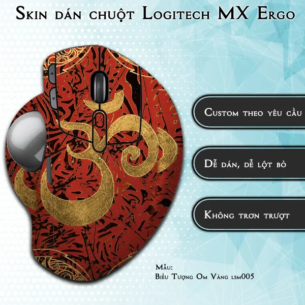 Skin dán chuột Logitech MX Ergo mẫu Biểu Tượng Om Vàng lsm005