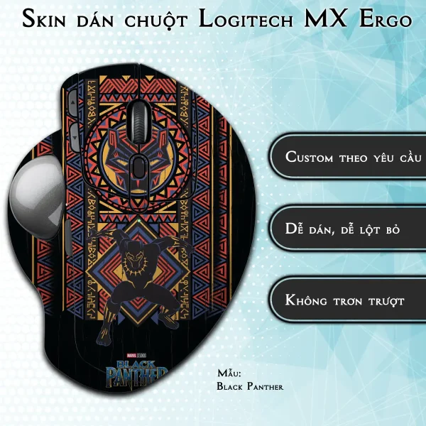 Skin dán chuột Logitech MX Ergo mẫu Black Panther