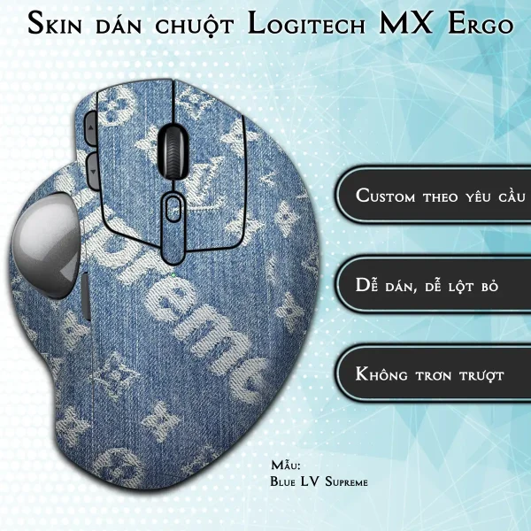 Skin dán chuột Logitech MX Ergo mẫu Blue LV Supreme