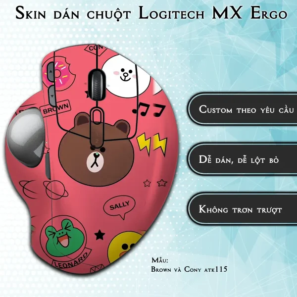 Skin dán chuột Logitech MX Ergo mẫu Brown và Cony atk115