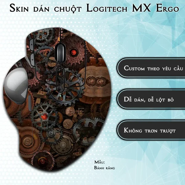 Skin dán chuột Logitech MX Ergo mẫu Bánh răng
