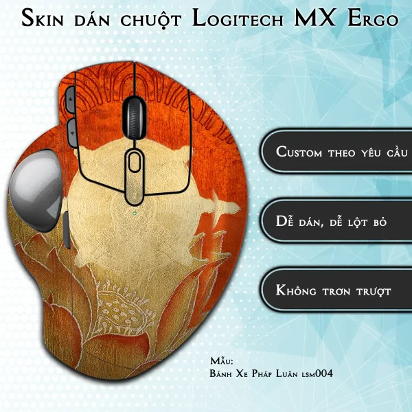 Skin dán chuột Logitech MX Ergo mẫu Bánh Xe Pháp Luân lsm004