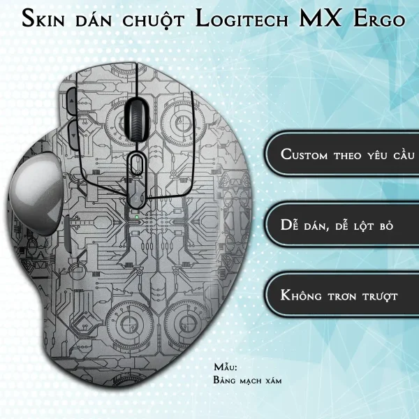 Skin dán chuột Logitech MX Ergo mẫu Bảng mạch xám