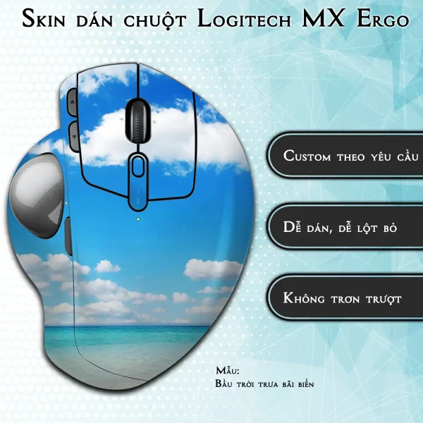 Skin dán chuột Logitech MX Ergo mẫu Bầu trời trưa bãi biển