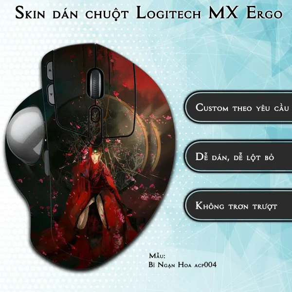 Skin dán chuột Logitech MX Ergo mẫu Bỉ Ngạn Hoa acp004