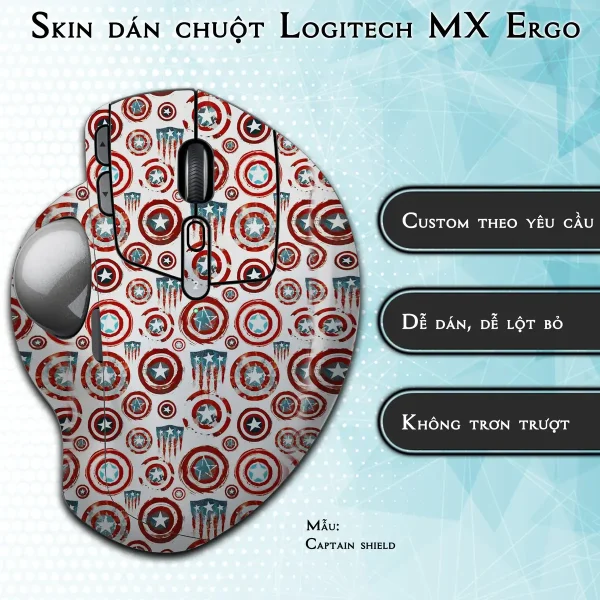 Skin dán chuột Logitech MX Ergo mẫu Captain shield