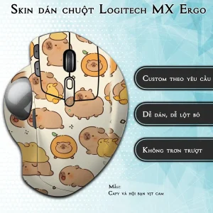 Skin dán chuột Logitech MX Ergo mẫu Capy và hội bạn vịt cam
