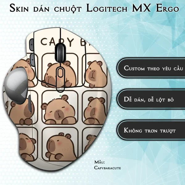 Skin dán chuột Logitech MX Ergo mẫu Capybaracute