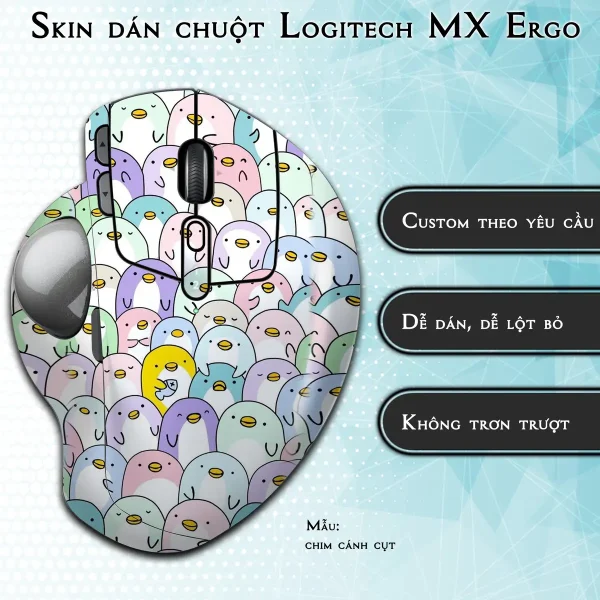 Skin dán chuột Logitech MX Ergo mẫu chim cánh cụt