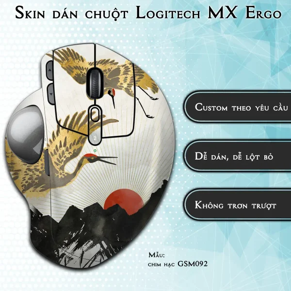 Skin dán chuột Logitech MX Ergo mẫu chim hạc GSM092
