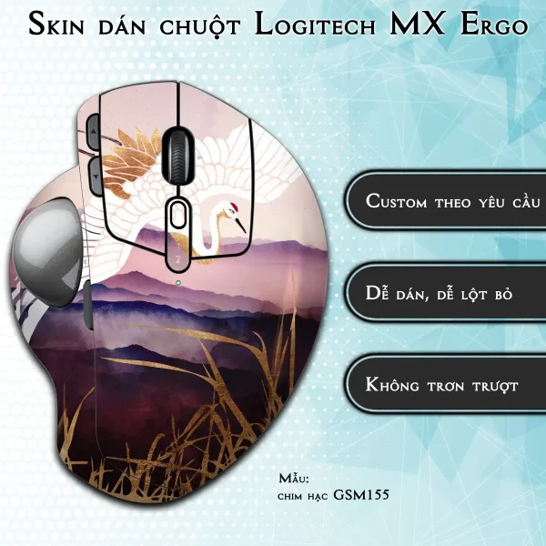 Skin dán chuột Logitech MX Ergo mẫu chim hạc GSM155