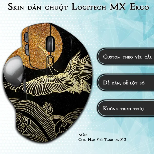 Skin dán chuột Logitech MX Ergo mẫu Chim Hạc Phù Tang lsm012