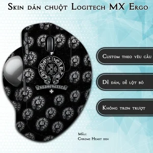 Skin dán chuột Logitech MX Ergo mẫu Chrome Heart đen