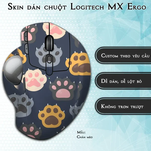 Skin dán chuột Logitech MX Ergo mẫu Chân mèo