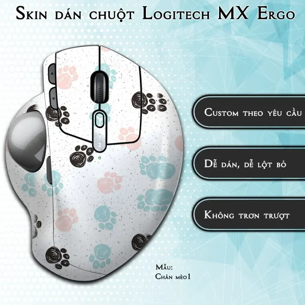 Skin dán chuột Logitech MX Ergo mẫu Chân mèo1